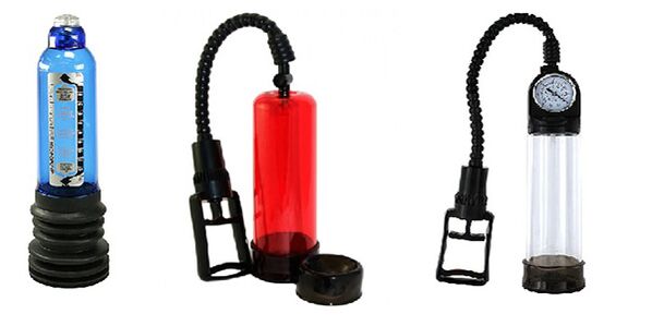 Různé typy pump, které zvyšují velikost penisu